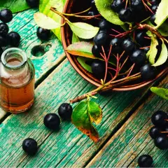 Aronia w misce i buteleczce z nalewką. Pomysły, co zrobić z aronii, by cieszyć się jej zdrowiem.